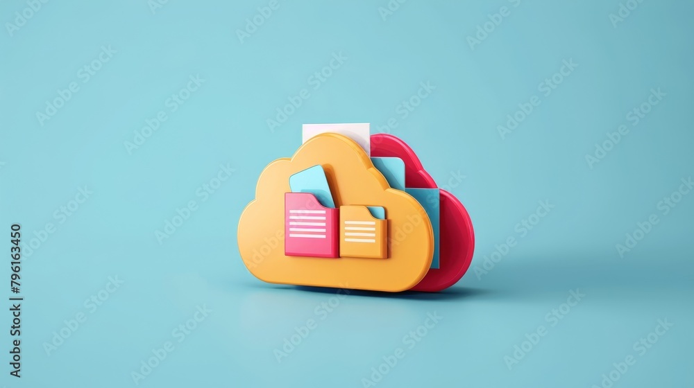 Poster cloud computing: a vector illustration showing data storage in the cloud