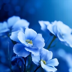 Beautiful fancy blue flowers on a blue background