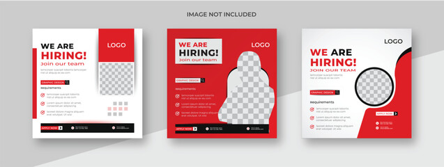 We are hiring job vacancy flyer social media post banner design template. We are hiring job vacancy square web banner design. - obrazy, fototapety, plakaty
