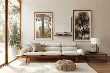 Timeless Mid-Century Modern Living Room with Pops of Teal