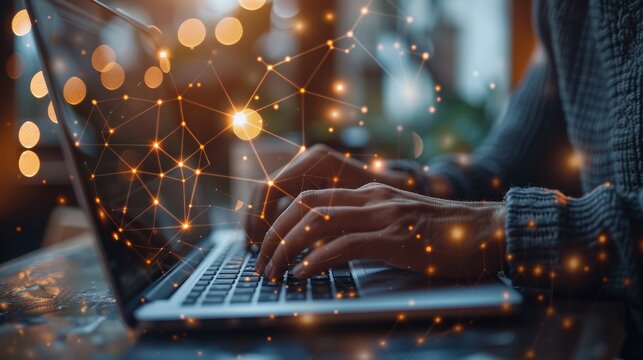 Cybersecurity: A photo of a person using a virtual private network on a laptop