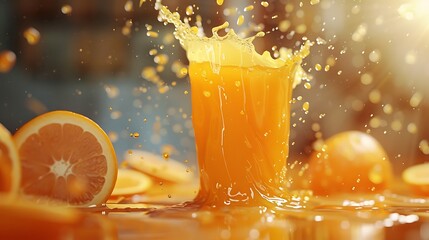Fresh beautiful orange juice splash