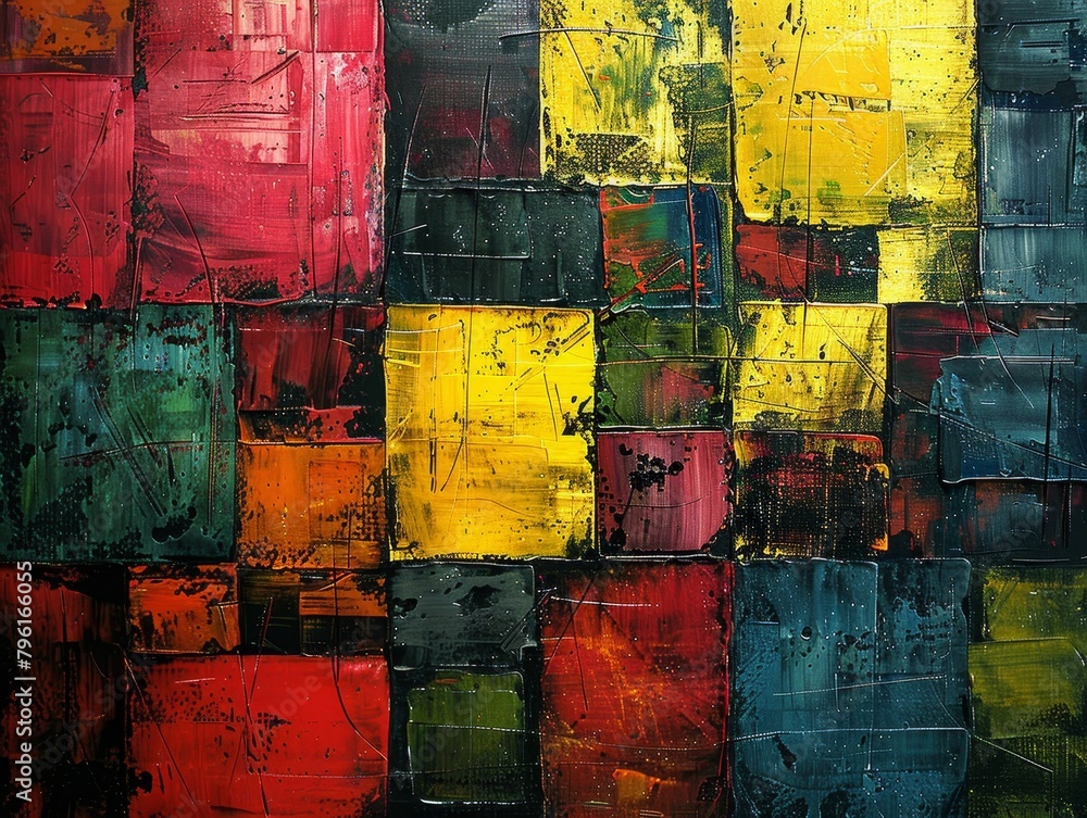 Poster abstract paintings in a modernist style feature large, bold color blocks inspired by rothko