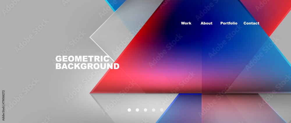Aufkleber A geometric background featuring red, blue, and white triangles on a gray backdrop. The rectangles and triangles create a visually appealing design with tints and shades of electric blue and magenta