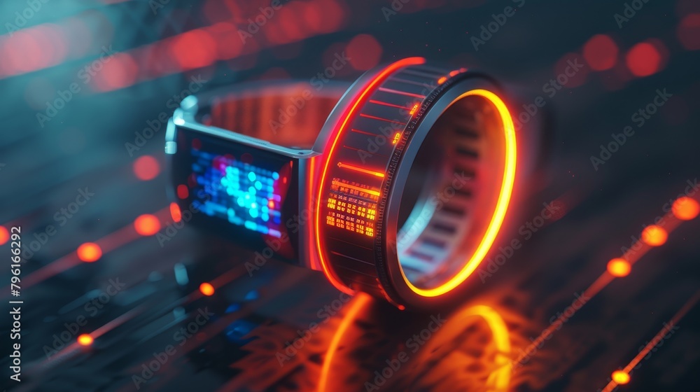 Poster smartphones and devices: a 3d vector illustration of a fitness tracker with a step count display