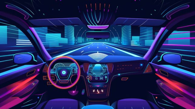 Wireless Technology: A vector illustration of a car with integrated Bluetooth technology