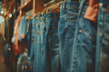 Fashion boutique selling trendy denim jeans and pants for retail shopping. Concept Fashion, Denim Jeans, Pants, Trendy, Retail Shopping
