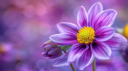 Captivating Close up of Vibrant Purple and Pink Dahlia Flower Showcasing Nature s Exquisite Beauty