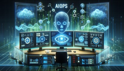 Obraz premium 3D abstract background image of AIOps