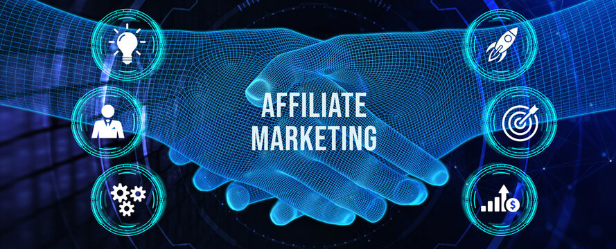 AFFILIATE MARKETING. Business, Technology, Internet and network concept. 3d illustration