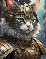 スチームパンク世界の猫騎士