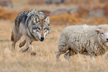 Wolf hunting sheep © Firn
