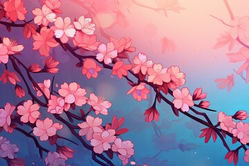 Cherry Blossoming Gradient Colors: Floral Harmony Hues