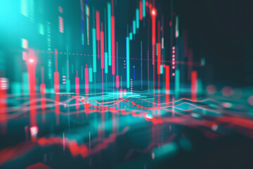 Stock graph and financial chart. Analyze stock market finance volume of stock market with Graph and chart holograph technology