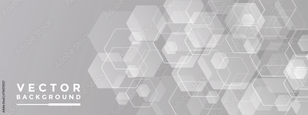 Poster background gray hexagon pattern look like honeycomb vector illustration lighting effect graphic for 