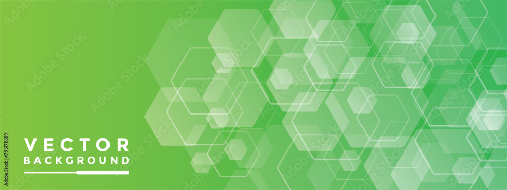 Poster background green hexagon pattern look like honeycomb vector illustration lighting effect graphic for