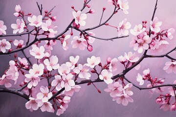 Blossoming Cherry Tree Gradients: Delicate Petal Array Photography