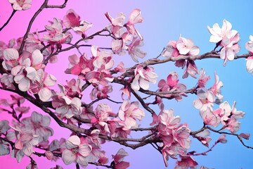 Obraz premium Blossoming Cherry Tree Gradients: Pastel Bloom Spectrum Delight