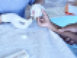 Thai people activity Get an injection for medical equipment , blurred allas mosaic mood.