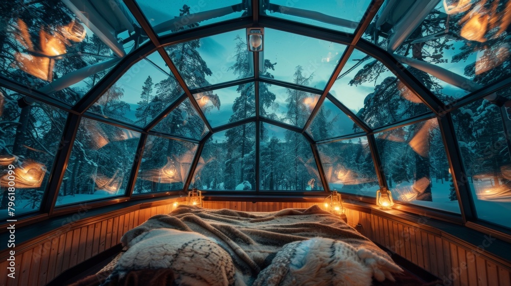 Aufkleber imagine falling asleep under a warm fuzzy blanket watching the mesmerizing colors and patterns of th