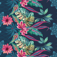 Textile and digital seamless pattern floral design, Wallpaper design
