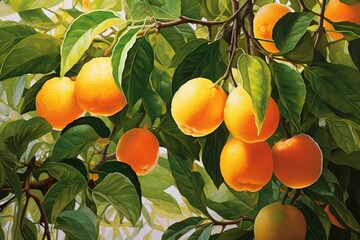 Citrus Grove Gradient Zests: Lemon Yellow & Orange Hues Sparkle - obrazy, fototapety, plakaty