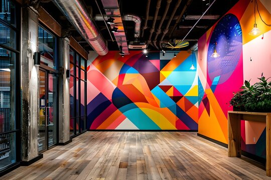 Vibrant Geometric Backdrop Designed for Bold Brand Advertising and Identity Reinforcement