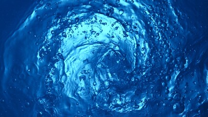 Texture of splashing water surface, top shot, tunnel shape.