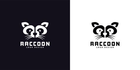 Thick line minimalist raccoon face logo