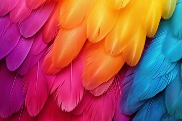Obraz premium Exotic Bird Feather Gradients: Vibrant Plumage Delight