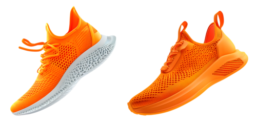 orange running sneakers isolated on transparent png background
