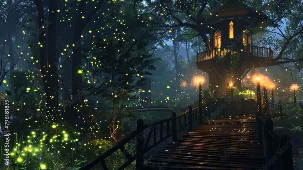 Poster take a midnight stroll through the forest and return to your treehouse as the fireflies light your p