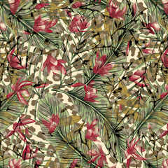 Textile and digital seamless pattern floral design