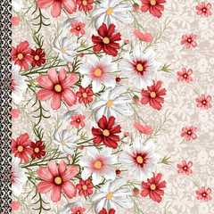 Textile and digital seamless floral pattern design