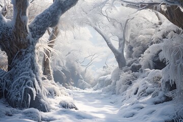 Glistening Snow Gradient White: Tranquil Icy Vistas Emerge