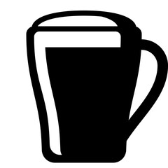 Obraz premium hot cappuccino in a clear handle glass with layers of milk foam solid icon