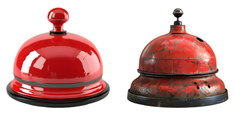 new and old red hotel bell isolated on transparent png background