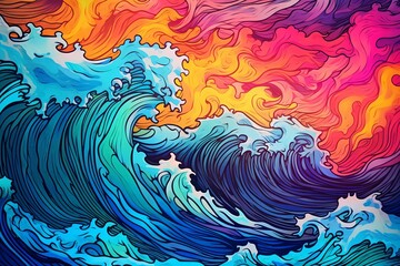 Psychedelic Acid Wash Gradients: Groovy Dye Waves Revolution