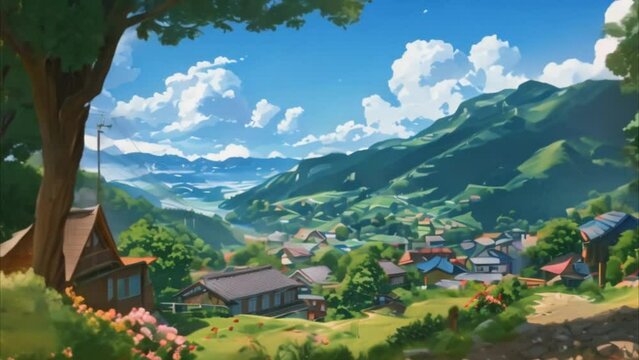 video one sees the view of the village from the top of the hill