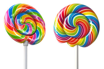 round colorful large lollipop isolated on transparent png background