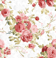 Textile and digital seamless floral pattern design