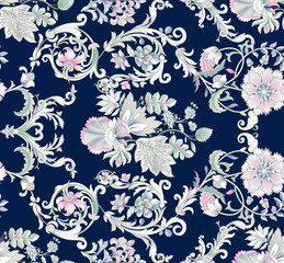 Textile and digital seamless floral pattern design