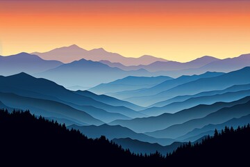 Smoky Mountain Gradients: Dusky Hill Views in Twilight