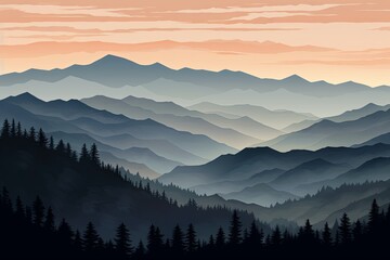 Obraz premium Smokey Mountain Dusk: Gradient Shades in the Range