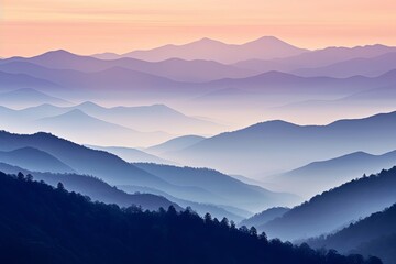 Fototapeta premium Gradients of Smokey Mountain Ranges: Muted Hill Color Transitions