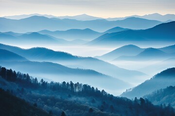 Fototapeta premium Smokey Mountain Mystique: Gradients of Serene Peaks and Mist