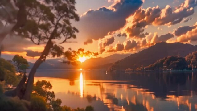 video sunset view by the river