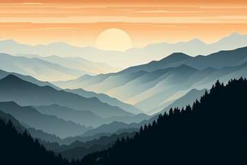 Fototapeta premium Smokey Mountain Tranquil Peak: Gradients of Nature's Shades