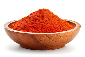 Paprika in wooden plate on white background