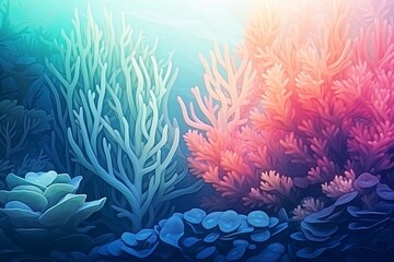 Fototapeta na wymiar Coral Reef Magenta Abyss - Aqua Marine Gradient Hues Photoshoot